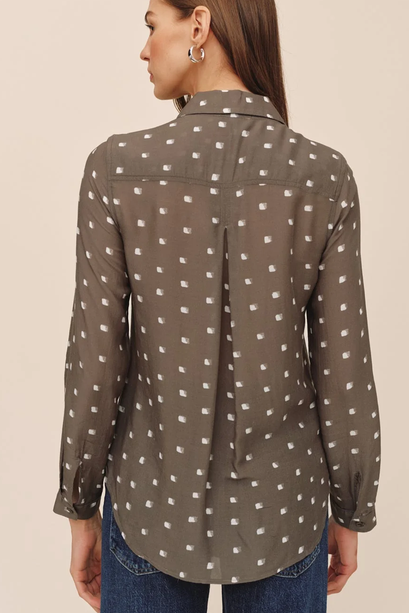 Bella Dahl Classic Button Down - Olive Mosaic Print