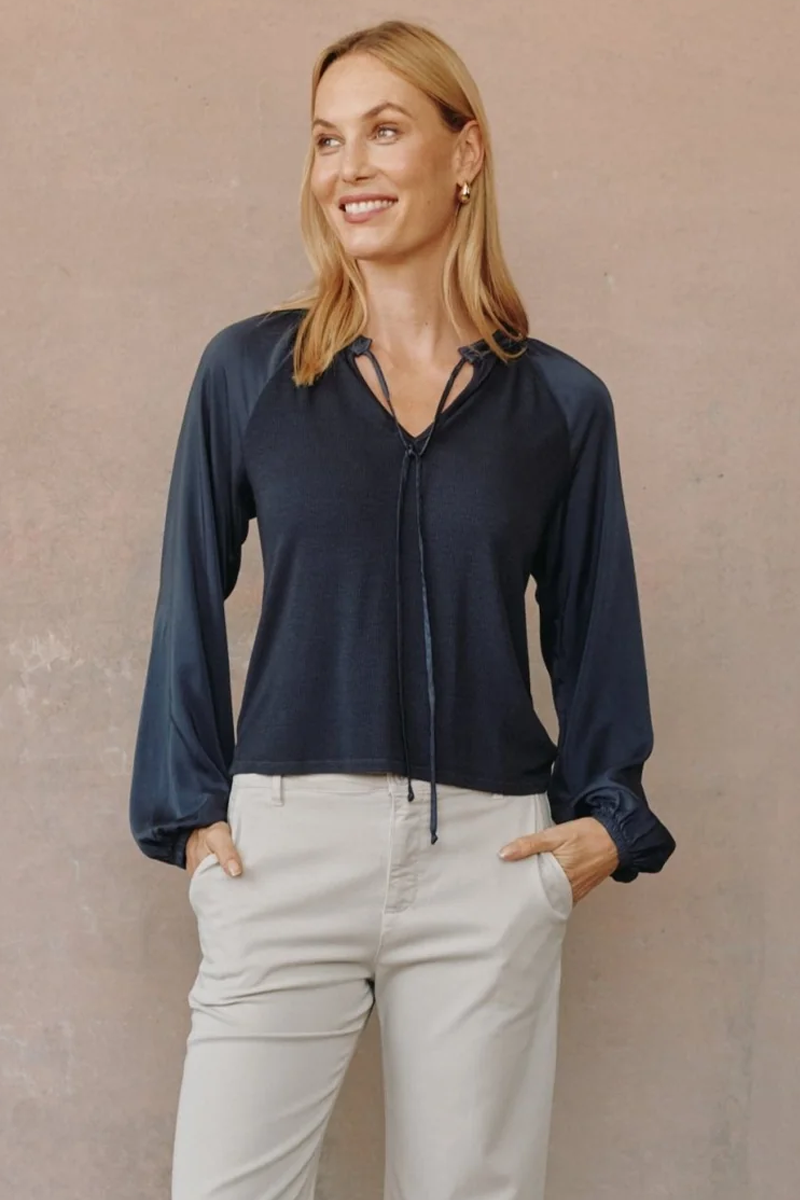 Long Sleeve Raglan Mixed Shirt