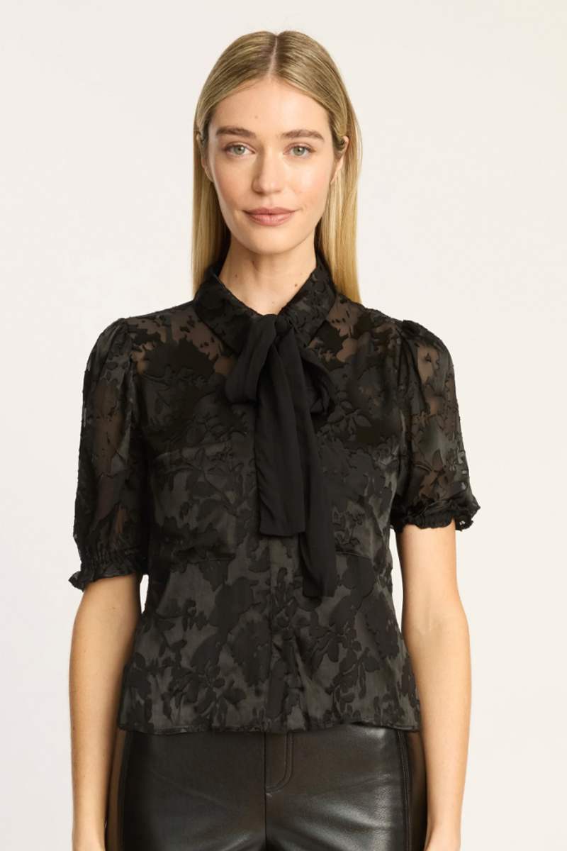 Caballero Lou Top In Black Silk Burnout