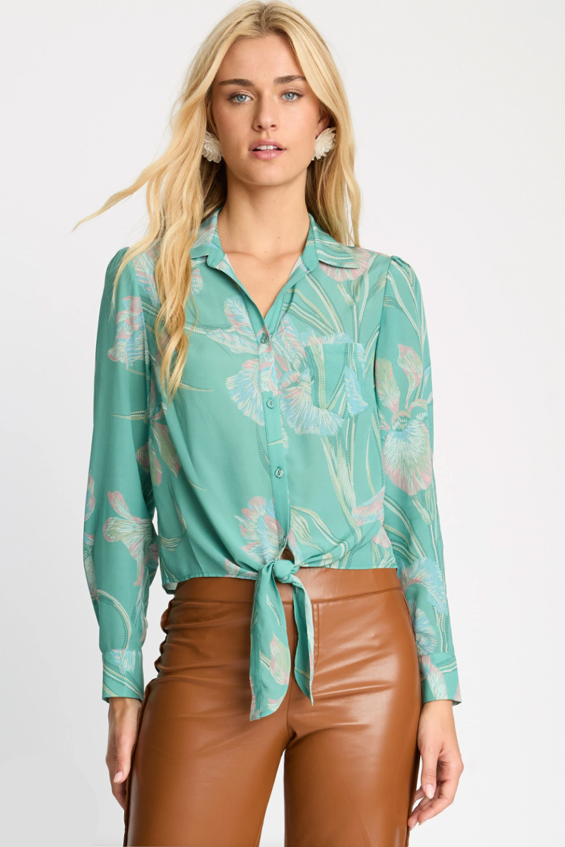 Caballero Nala Top in Green Ink & Bloom