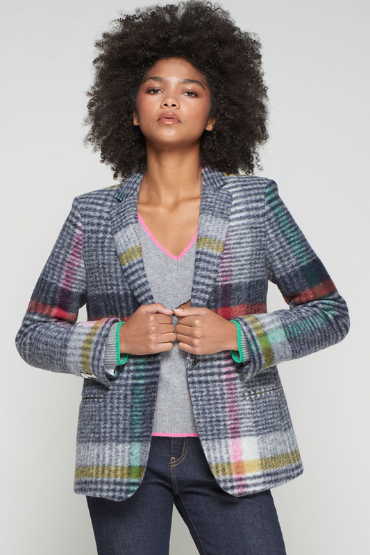 Grey Multi-Colored Check Jacket