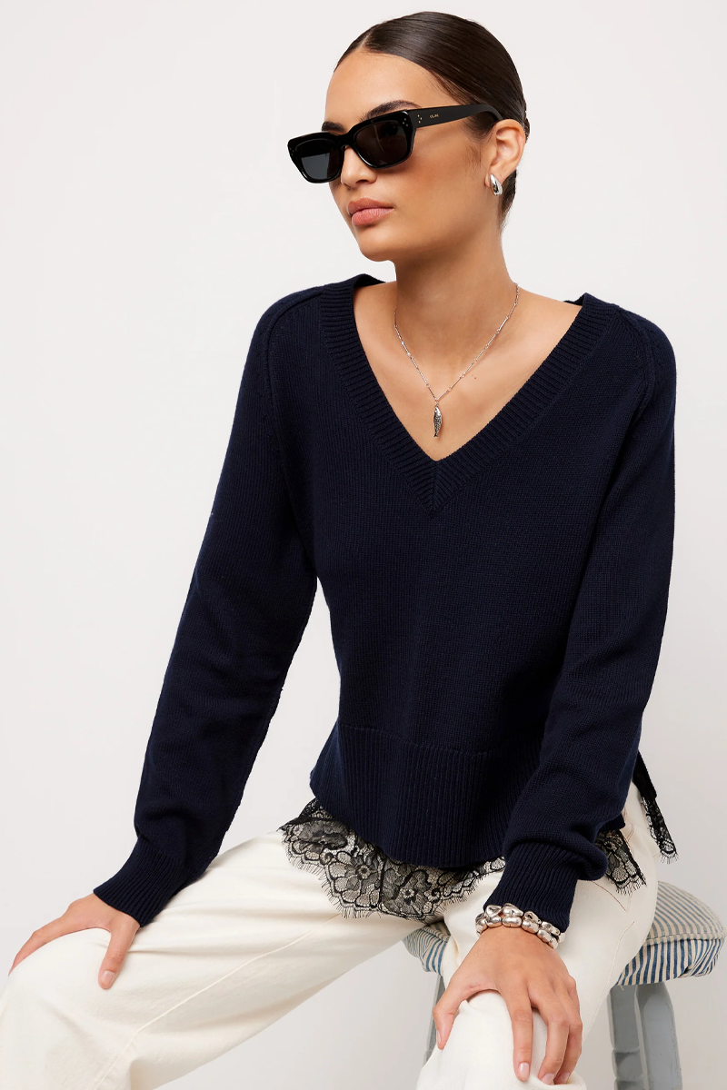 Fifteen Twenty Camila Lace Layered Sweater