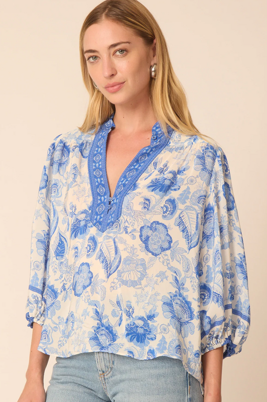 Gilner Farrar Bethany Blouse in Lisbon Print