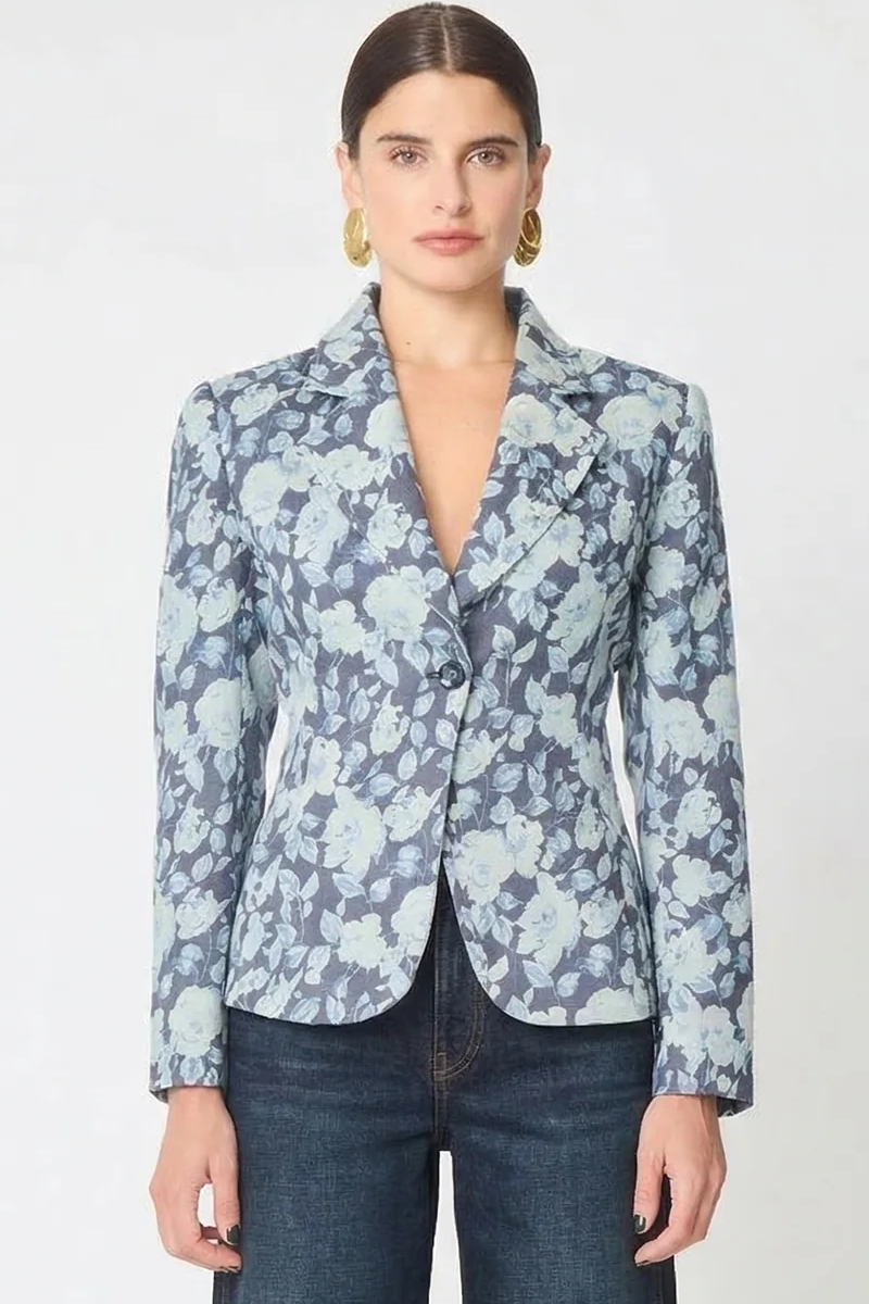 Gilner Farrar Sylvie Jacket In Floral Denim Jacquard