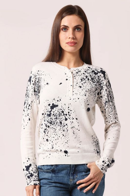 Supima Cotton Cashmere Paint Splatter Henley