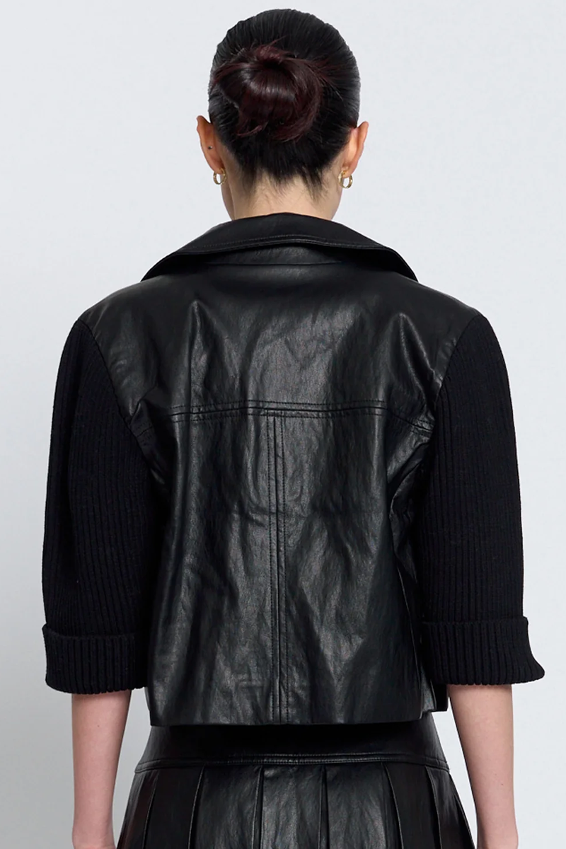 Central Park West Quinn Cropped Vegan X Sweater Jacket
