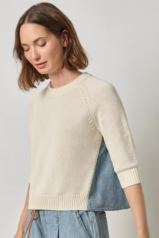 Lilia P Denim Elbow Sleeve Sweater