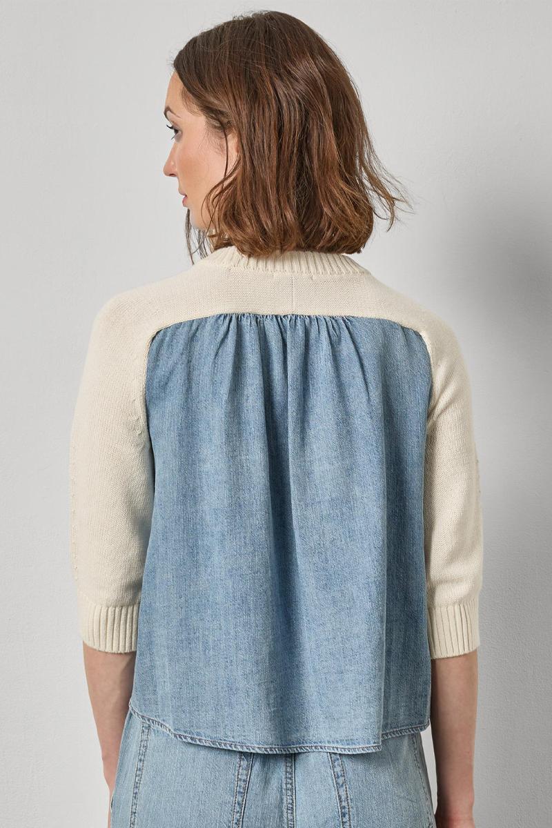 Lilia P Denim Elbow Sleeve Sweater
