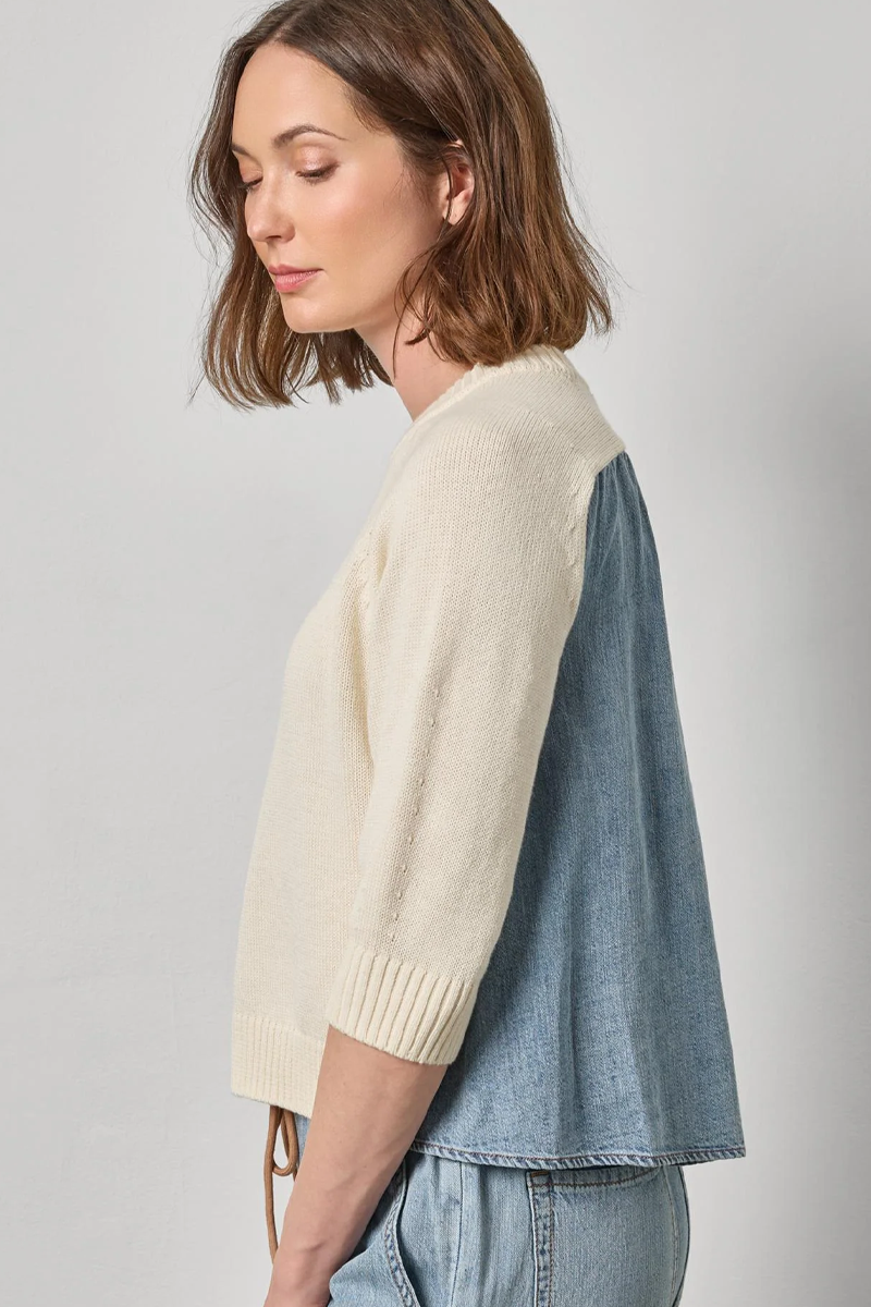 Lilia P Denim Elbow Sleeve Sweater