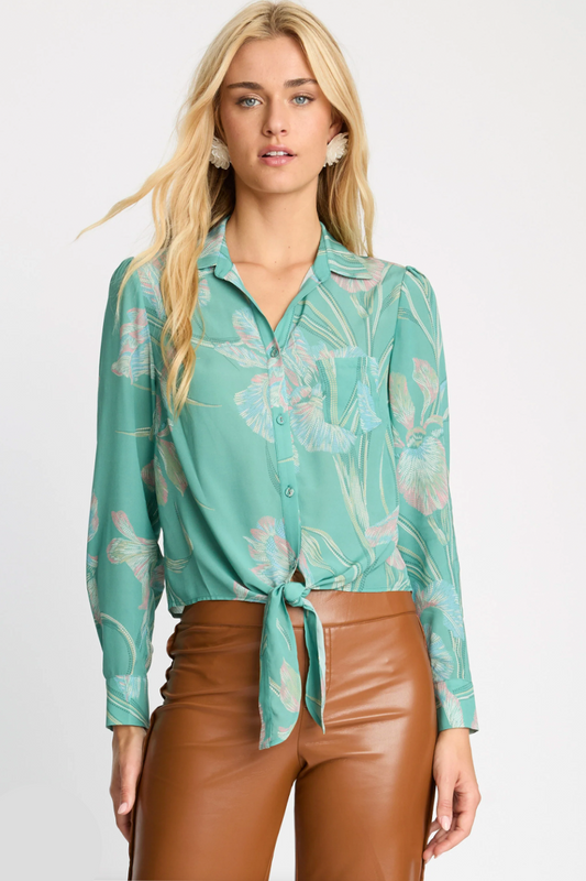 Caballero Nala Top in Green Ink & Bloom