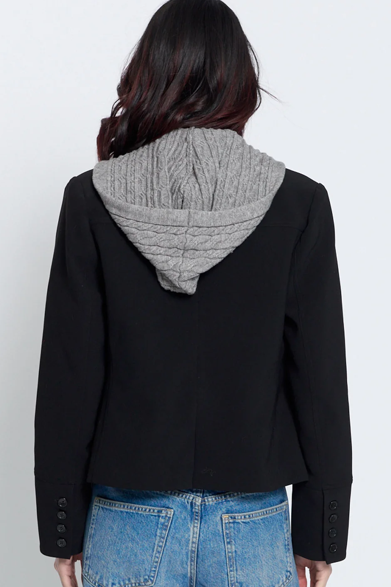 Central Park West Sienna Solid Jacket With Cable Hooded Dickey