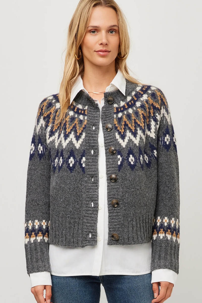 Fifteen Twenty Alina Mixed Media Jacquard Cardigan