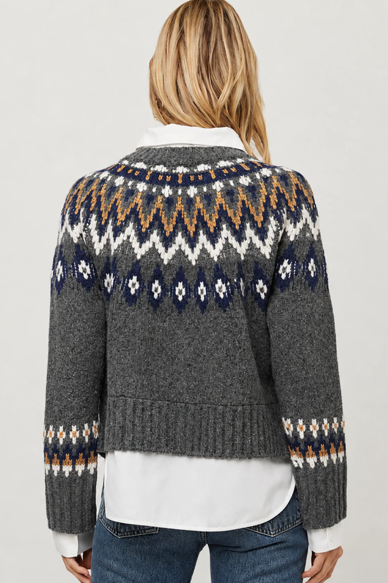 Fifteen Twenty Alina Mixed Media Jacquard Cardigan