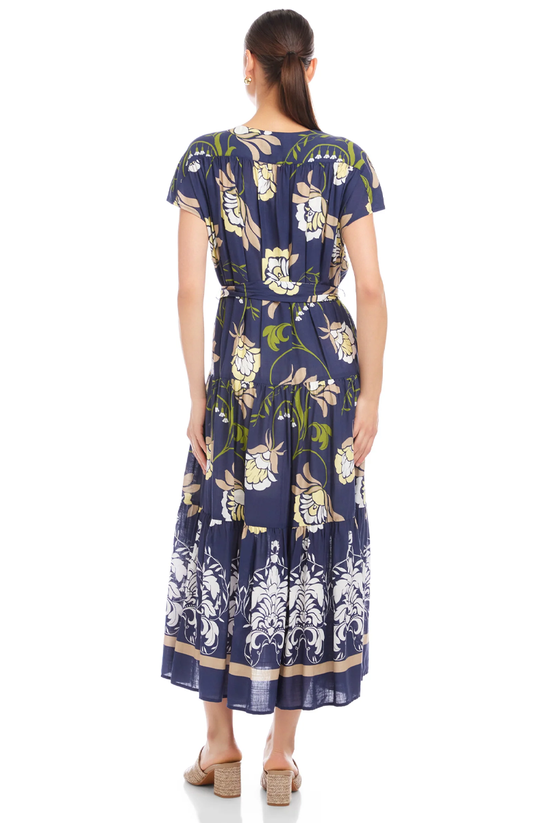 Fifteen Twenty Kristine Tiered Front-Slit Midi Dress