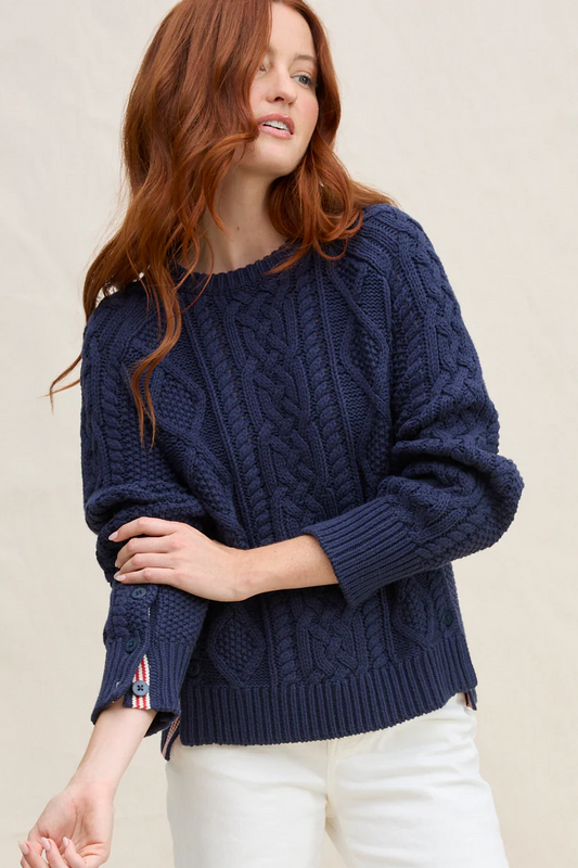 Margaret O'leary Nautical Cable Pullover Sweater