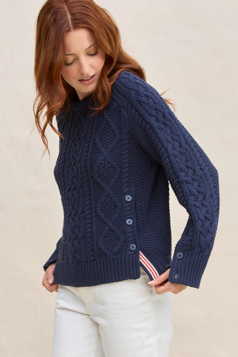 Margaret O'leary Nautical Cable Pullover Sweater