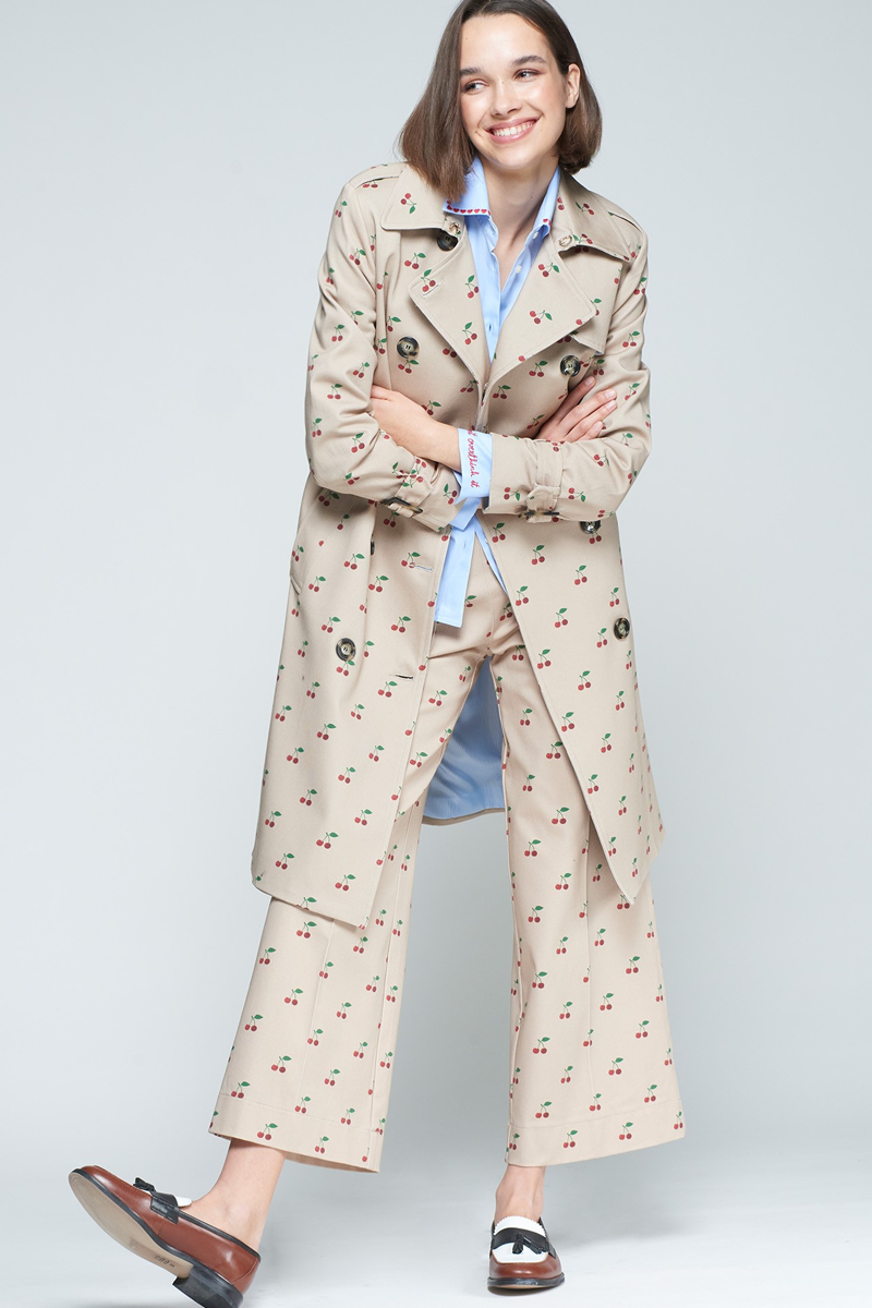 Trench Coat Cherry Print