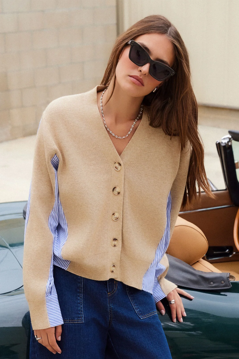 Fifteen Twenty Celine Mixed Media Cardigan