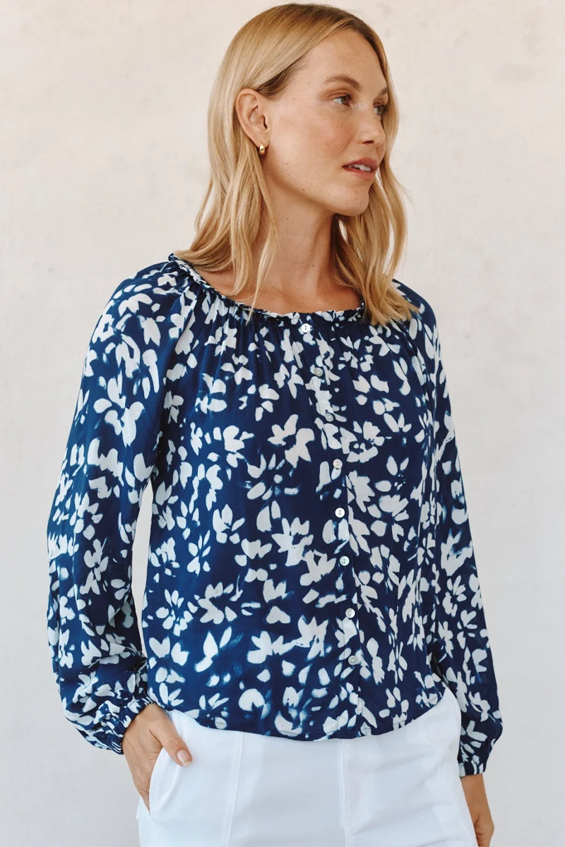 Bella Dahl Ruffle Neck Button Down