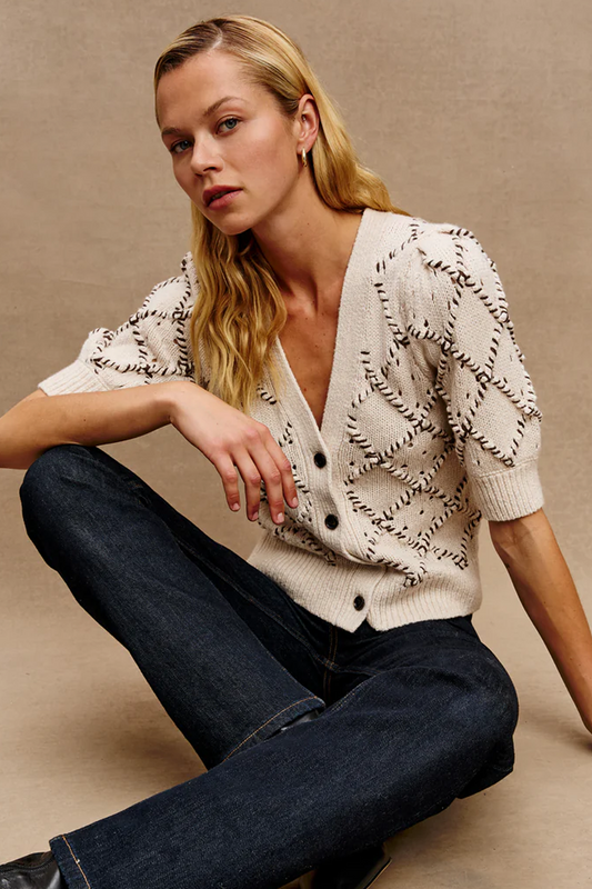 Isla Oat Diamond Pattern Cardigan