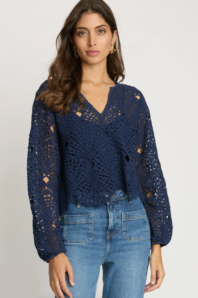 Jayde Top in Navy Lace